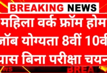 Mahila Work From Home: महिला वर्क फ्रॉम होम योजना के तहत 1040 पदों पर बिना परीक्षा सीधी भर्ती 20 Mahila Work From Home