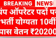 Pump Operator Recruitment 2025