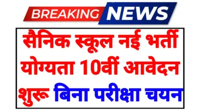Sainik School Recruitment 2026: सैनिक स्कूल में नई भर्ती योग्यता 12वीं पास आवेदन शुरू 1 Sainik School Recruitment 2026