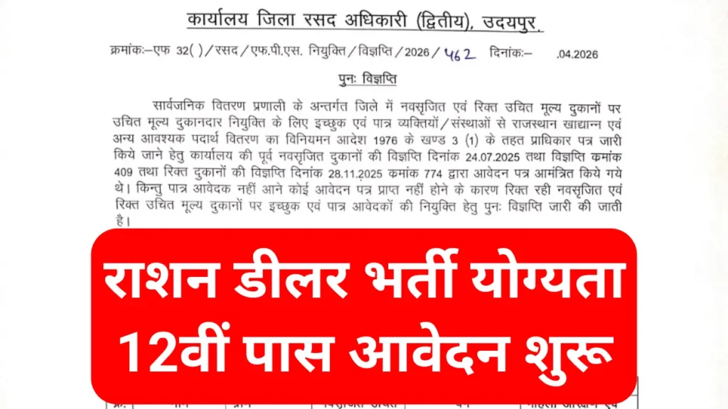 Rajasthan Ration Dealer Recruitment 2026