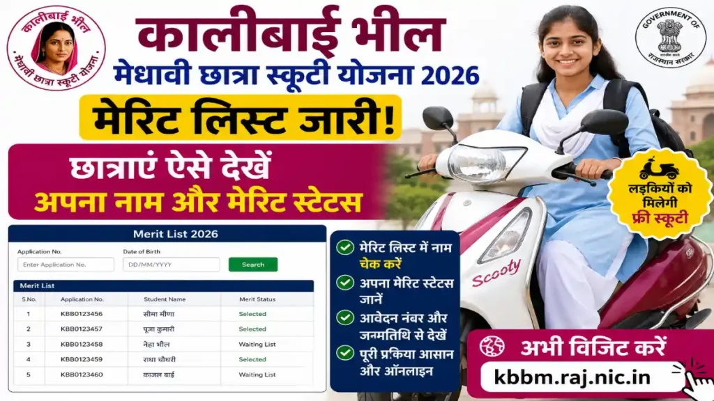 Kali Bai Bheel Medhavi Chhatra Scooty Yojana Merit List 2026
